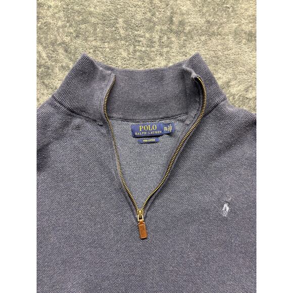Polo Ralph Lauren Quarter 1/4 Zip Sweater Blue 100% Pima Cotton Men’s XXL - Picture 2 of 6